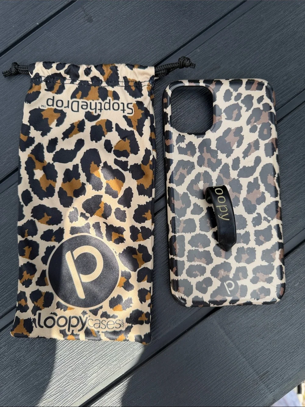 Loopy Case Leopard Print Phone Case with Loop Strap - Brown, Black & Cream